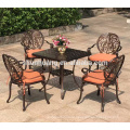 High grade outdoor cast aluminum dining chair and table garden furniture set cast aluminum chair